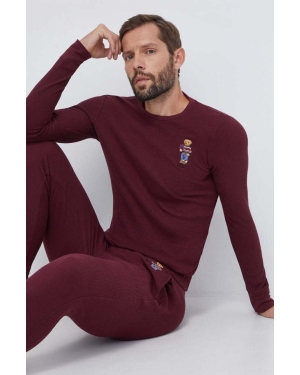 Polo Ralph Lauren piżama męska kolor bordowy gładka