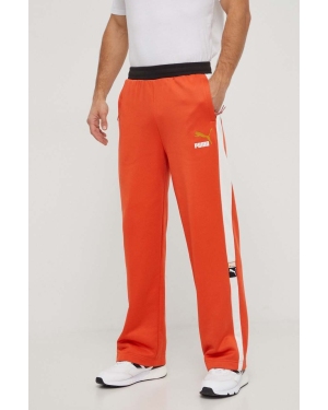 Puma spodnie dresowe kolor pomarańczowy wzorzyste