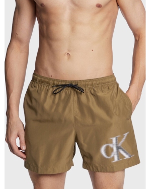 Calvin Klein Swimwear Szorty kąpielowe KM0KM00800 Khaki Regular Fit