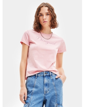 Desigual T-Shirt 23WWTKBB Różowy Slim Fit