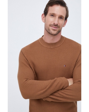 Tommy Hilfiger sweter bawełniany kolor brązowy lekki