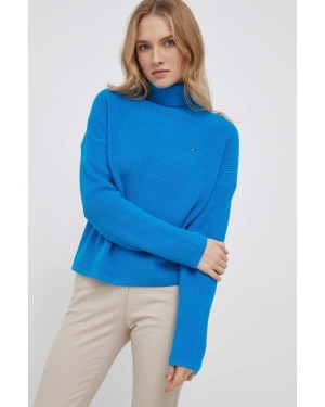 Tommy Hilfiger sweter bawełniany kolor niebieski z golfem