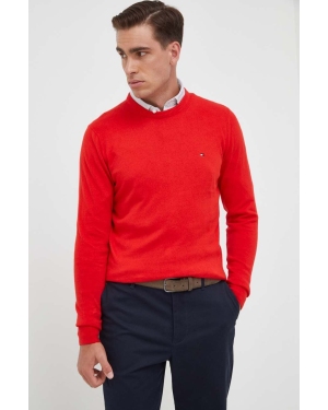 Tommy Hilfiger sweter z domieszką kaszmiru kolor czerwony lekki