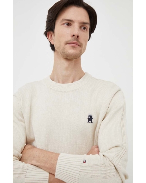 Tommy Hilfiger sweter bawełniany kolor beżowy lekki