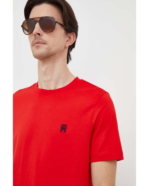 Tommy Hilfiger t-shirt bawełniany męski kolor czerwony z aplikacją