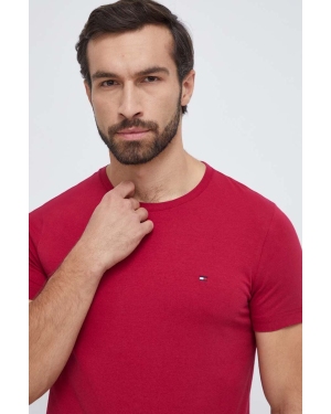 Tommy Hilfiger t-shirt męski kolor bordowy gładki