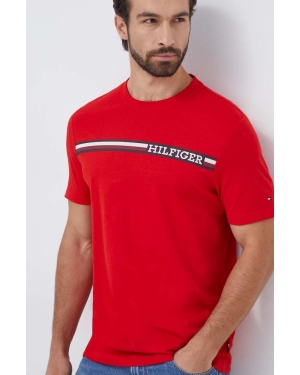 Tommy Hilfiger t-shirt bawełniany męski kolor czerwony z nadrukiem