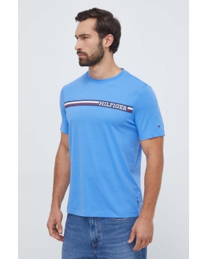 Tommy Hilfiger t-shirt bawełniany męski kolor niebieski z nadrukiem