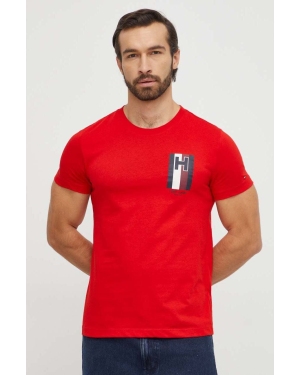 Tommy Hilfiger t-shirt bawełniany męski kolor czerwony z nadrukiem