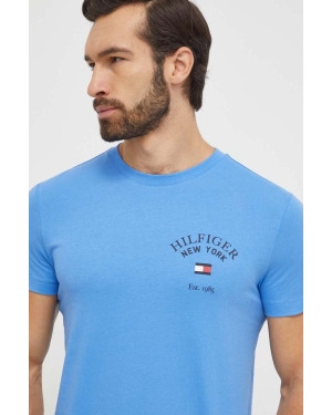 Tommy Hilfiger t-shirt bawełniany męski kolor niebieski z nadrukiem