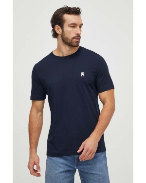 Tommy Hilfiger t-shirt bawełniany męski kolor granatowy z aplikacją