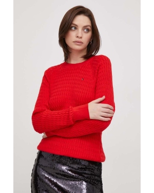 Tommy Hilfiger sweter bawełniany kolor czerwony lekki