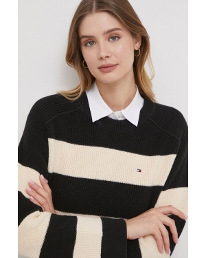 Tommy Hilfiger sweter bawełniany kolor czarny ciepły