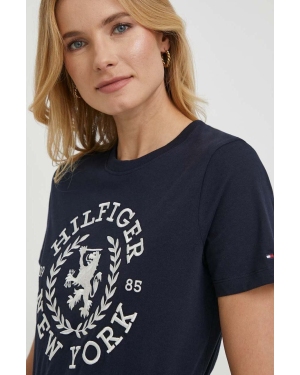 Tommy Hilfiger t-shirt bawełniany damski kolor granatowy