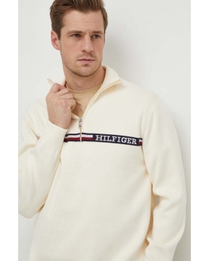 Tommy Hilfiger sweter męski kolor beżowy z półgolfem