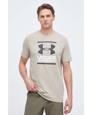 Under Armour t-shirt funkcyjny kolor brązowy z nadrukiem