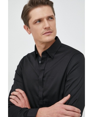 Armani Exchange koszula męska kolor czarny slim z kołnierzykiem klasycznym