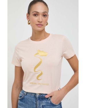 Armani Exchange t-shirt bawełniany damski kolor różowy