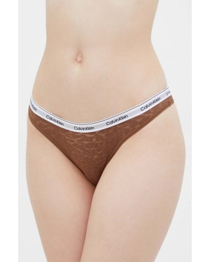 Calvin Klein Underwear figi kolor brązowy z koronki
