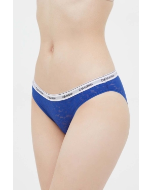 Calvin Klein Underwear figi kolor niebieski z koronki
