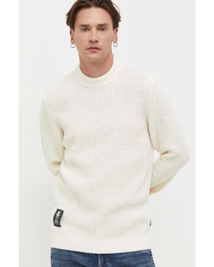 G-Star Raw sweter wełniany męski kolor beżowy ciepły