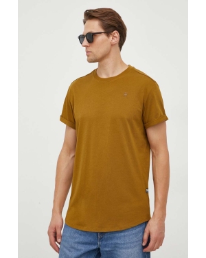 G-Star Raw t-shirt bawełniany męski kolor brązowy gładki