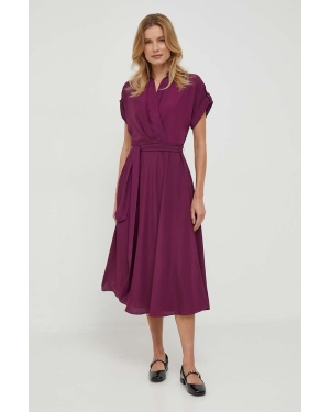 Lauren Ralph Lauren sukienka kolor fioletowy midi rozkloszowana