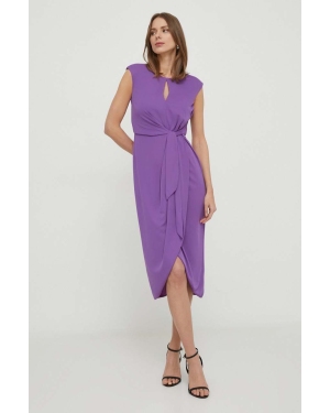 Lauren Ralph Lauren sukienka kolor fioletowy midi dopasowana