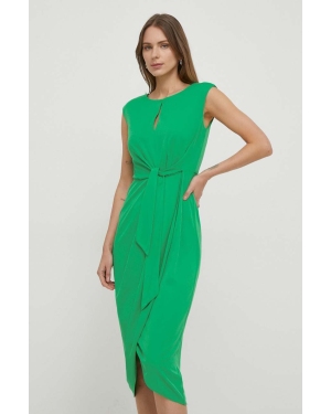 Lauren Ralph Lauren sukienka kolor zielony midi dopasowana