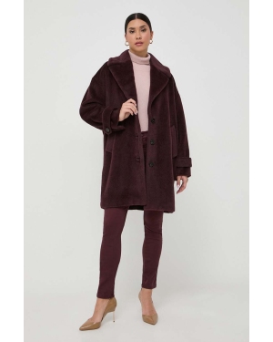 Marella płaszcz wełniany kolor bordowy przejściowy oversize