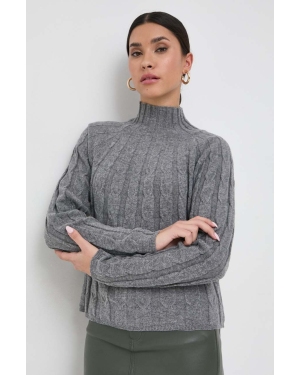 Marella sweter wełniany damski kolor szary lekki z półgolfem