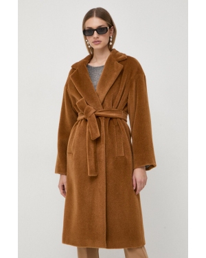 Marella płaszcz wełniany kolor brązowy przejściowy dwurzędowy