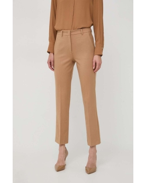 Marella spodnie z domieszką wełny kolor brązowy fason cygaretki high waist