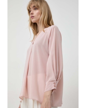 Marella bluzka jedwabna kolor różowy gładka