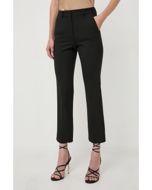 Marella spodnie z domieszką wełny kolor czarny fason cygaretki high waist