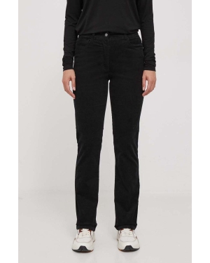 Sisley spodnie sztruksowe kolor czarny proste high waist