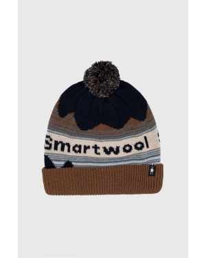 Smartwool czapka z domieszką wełny kolor brązowy z grubej dzianiny