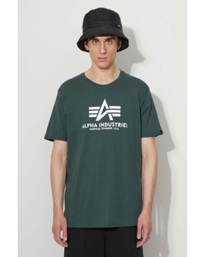Alpha Industries t-shirt bawełniany Basic T-Shirt kolor zielony z nadrukiem 100501.610