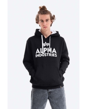 Alpha Industries bluza Foam Print Hoody męska kolor czarny z kapturem z nadrukiem 143302 95 143302.95-CZARNY