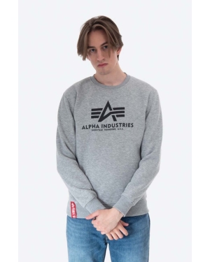 Alpha Industries bluza Basic Sweater męska kolor szary z nadrukiem 178302 17 178302.17