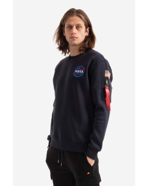 Alpha Industries bluza Space Shuttle Sweater męska kolor granatowy z nadrukiem 178307 07