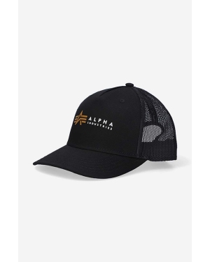 Alpha Industries czapka z daszkiem Trucker Cap kolor czarny z nadrukiem 106901.03-CZARNY