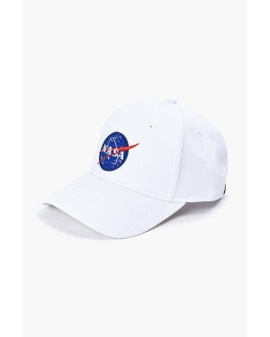 Alpha Industries czapka z daszkiem bawełniana NASA Cap kolor biały z aplikacją 186903.09-BIALY