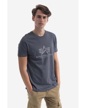 Alpha Industries t-shirt bawełniany Basic kolor szary z nadrukiem 100501RP.613-SZARY