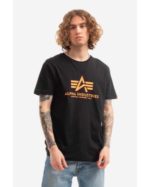 Alpha Industries t-shirt bawełniany Basic kolor czarny z nadrukiem 100501NP.477-CZARNY