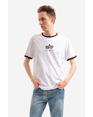 Alpha Industries t-shirt bawełniany Tee Contrast kolor biały z nadrukiem 106501.09-BIALY