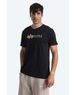 Alpha Industries t-shirt bawełniany Label kolor czarny z nadrukiem 118502FP 03 118502FP.03-CZARNY
