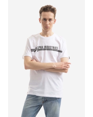 Alpha Industries t-shirt bawełniany T kolor biały z nadrukiem 126505 92 126505.92-BIALY
