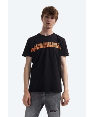 Alpha Industries t-shirt bawełniany T kolor czarny z nadrukiem 126505 03 126505.03-CZARNY