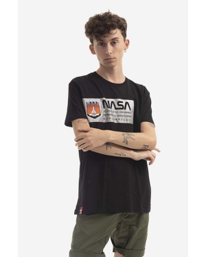 Alpha Industries t-shirt bawełniany Mars Reflective T kolor czarny z nadrukiem 126532.03-CZARNY